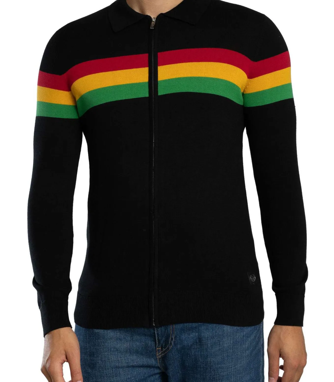 Colour Block Polo Met Lange Mouwen En Rits