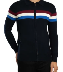 Colour Block Polo Met Lange Mouwen En Rits