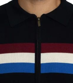 Colour Block Polo Met Lange Mouwen En Rits