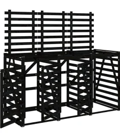 Containerberging drievoudig massief grenenhout zwart