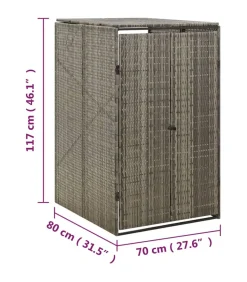 Containerberging enkel 70x80x117 cm poly rattan grijs