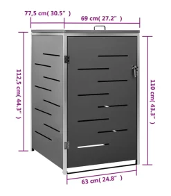 Containerberging enkel 69x77,5x112,5 cm roestvrij staal