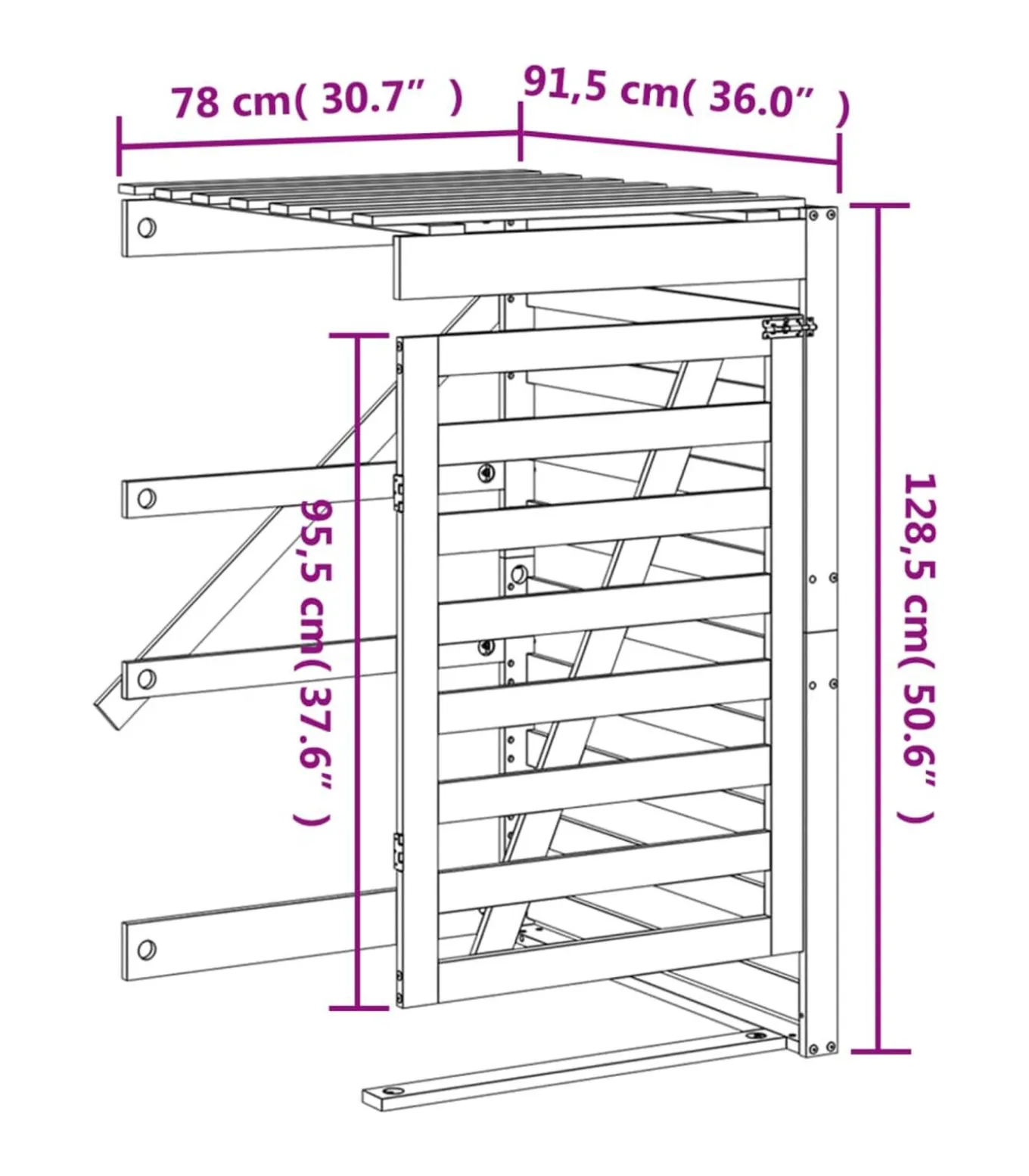 Containerberging verlengstuk massief grenenhout zwart