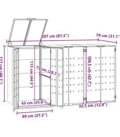 Containerberging voor 3 containers 207x79x117 cm staal grijs