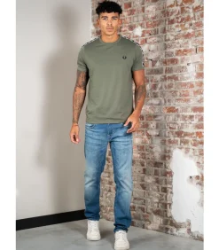 Contrast tape ringer t-shirt - laurel wreath green black