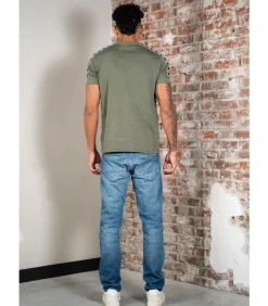 Contrast tape ringer t-shirt - laurel wreath green black