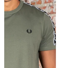 Contrast tape ringer t-shirt - laurel wreath green black
