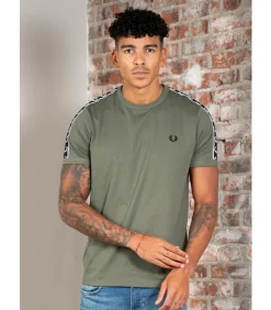 Contrast tape ringer t-shirt - laurel wreath green black