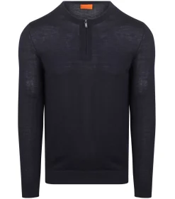 Crew Zip Merino Navy