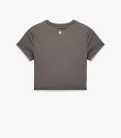 Crop T-shirt Korte Mouwen Ronde Hals Zwart