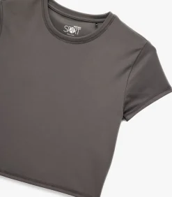 Crop T-shirt Korte Mouwen Ronde Hals Zwart