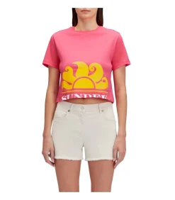 Cropped T-Shirt With Maxi Logo Print