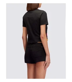 Cropped T-Shirt With Maxi Logo Print