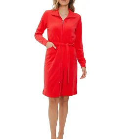 Dames badstof badjas met rits - 100Cm- Warme ochtendjas