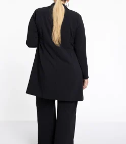 Dames Blazer met imitatieleren detail