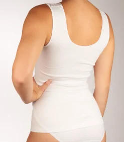 Dames hemd kant / Singlet Lace - 32291 - Kanten vrouwen onderhemd - Brede bandjes - Biologisch katoen