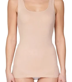 Dames singlet / Hemd - 32286 - Biologisch katoenen onderhemd - Brede bandjes - Wit - Zwart - Huidskleur