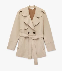Dames Trenchcoat Kunstsuède Lang Ceintuur