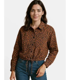 Damesblouse met luipaardprint en zakken