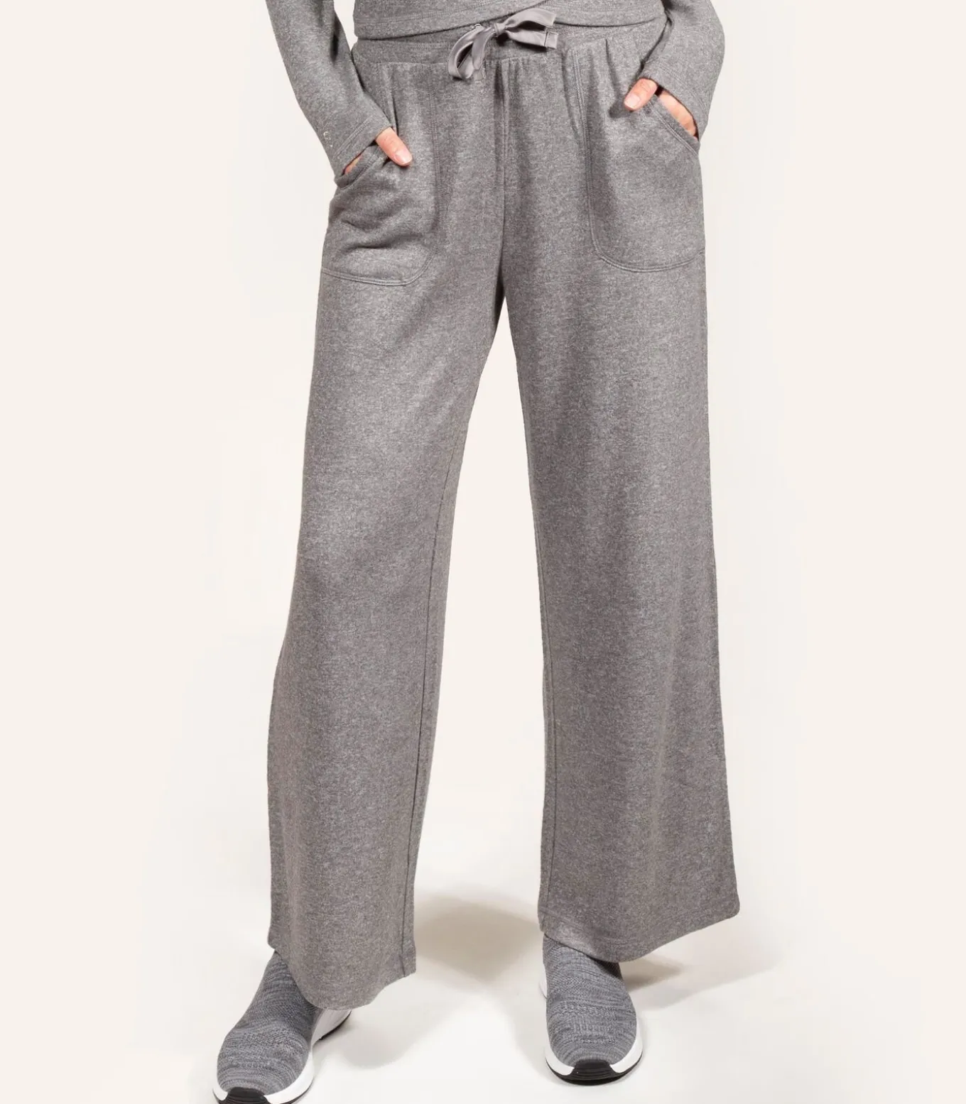 Damesbroek met wijde pijpen Heidegrijs