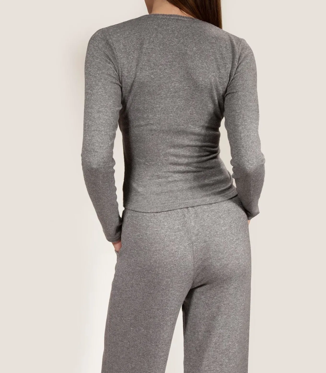 Damesbroek met wijde pijpen Heidegrijs