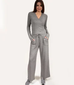 Damesbroek met wijde pijpen Heidegrijs