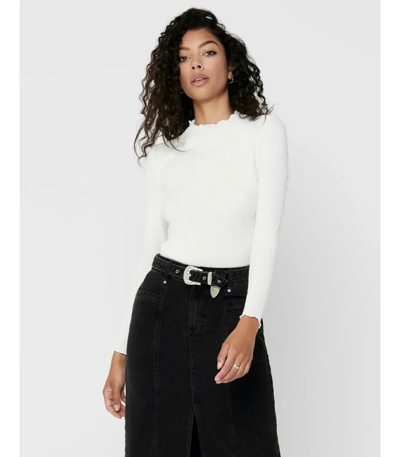 Dames-T-shirt Emma met lange mouwen - Col Montant