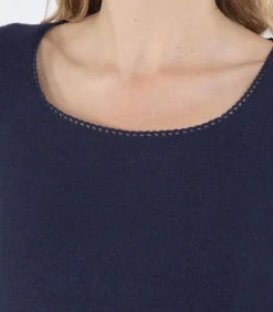 Dames-T-shirt met vierkante hals Navy