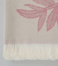 Deken 2 personen Blad 200x220 cm Beige/Orchidee