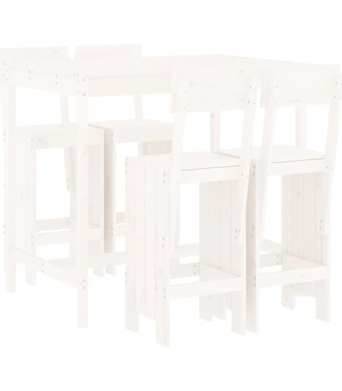 5-delige Barset massief grenenhout wit