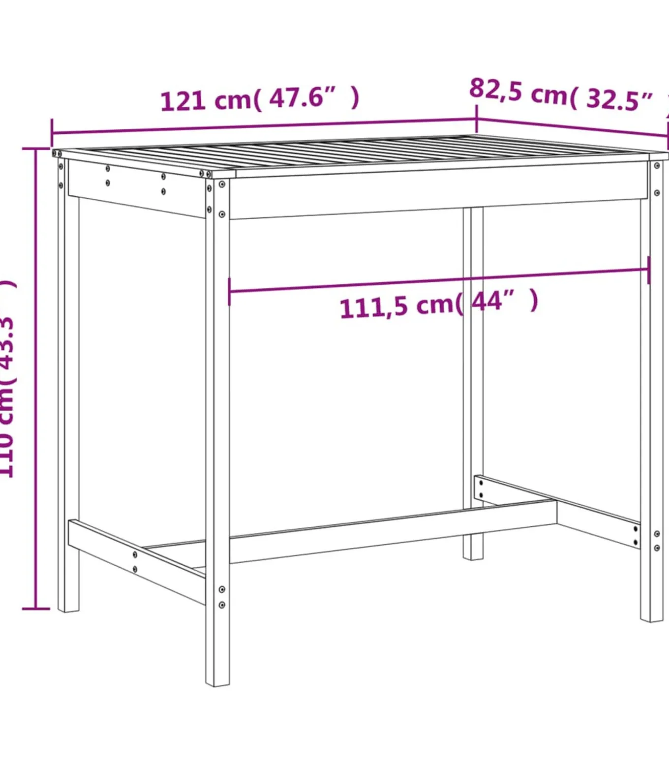 5-delige Barset massief grenenhout wit