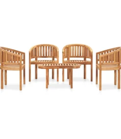 5-delige Loungeset banaanvormig massief teakhout