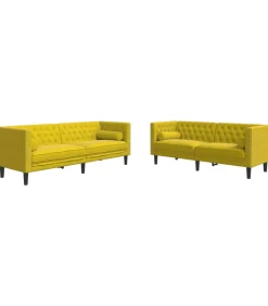 2-delige Loungeset Chesterfield met bolsters fluweel geel