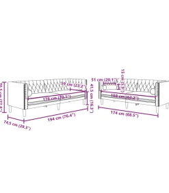 2-delige Loungeset Chesterfield met bolsters fluweel geel