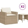 4-delige Loungeset met kussens poly rattan beige