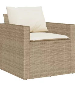 4-delige Loungeset met kussens poly rattan beige