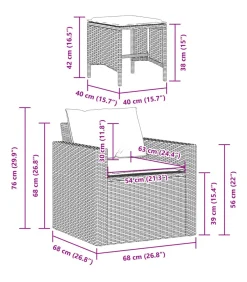 4-delige Loungeset met kussens poly rattan beige
