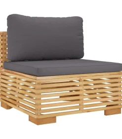 7-delige Loungeset met kussens massief teakhout