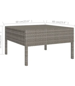 14-delige Loungeset met kussens poly rattan grijs