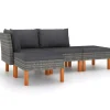 4-delige Loungeset met kussens poly rattan grijs