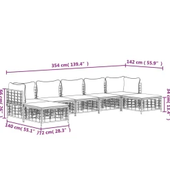 7-delige Loungeset met kussens poly rattan antracietkleurig
