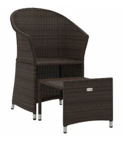 2-delige Loungeset met kussens poly rattan bruin