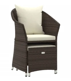 2-delige Loungeset met kussens poly rattan bruin