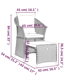 2-delige Loungeset met kussens poly rattan bruin