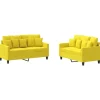 2-delige Loungeset met kussens stof lichtgeel