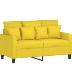 2-delige Loungeset met kussens stof lichtgeel