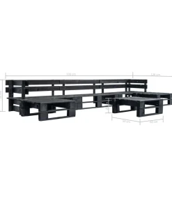 6-delige Loungeset pallet hout zwart