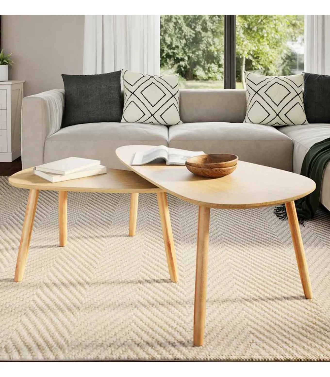 2-delige Salontafelset massief grenenhout bruin