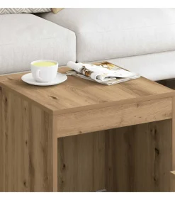 3-delige Tafeltjesset bewerkt hout artisanaal eikenkleur