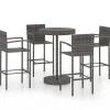 5-delige Tuinbarset poly rattan grijs